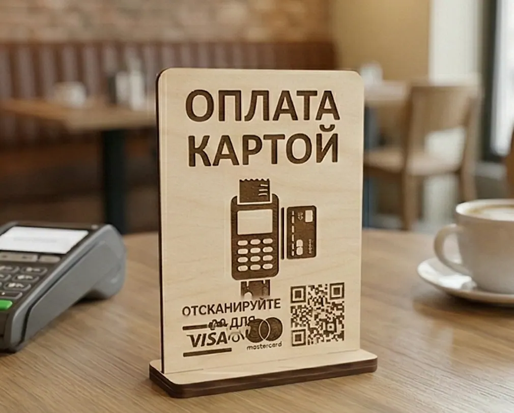 Табличка «Оплата картой» на стол