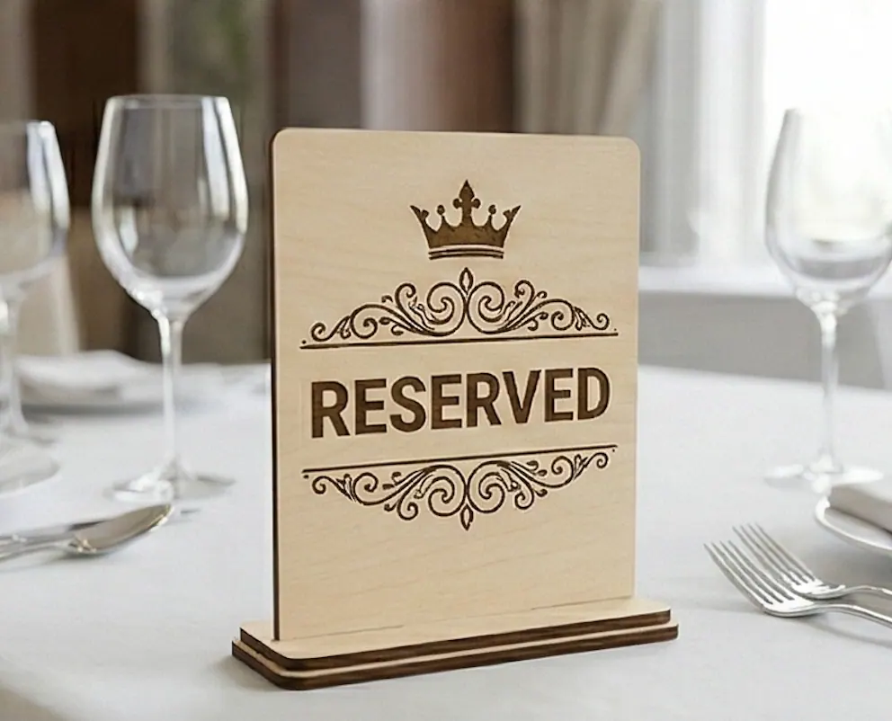 Табличка «Reserved» (EN) для столов