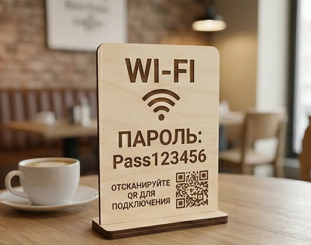 Табличка Wi-Fi пароль для кафе (настольная)
