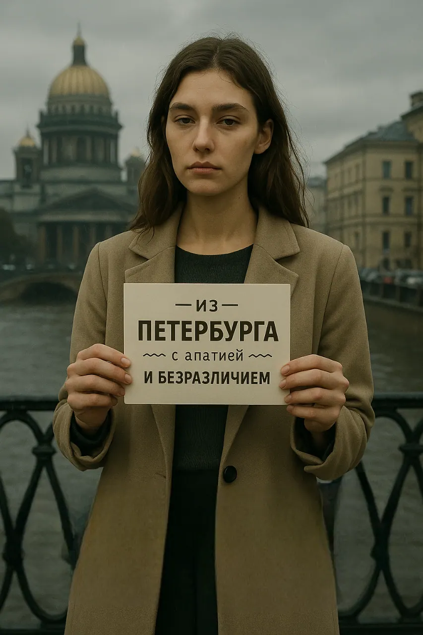 Деревянная открытка из Петербурга с апатией и безразличием
