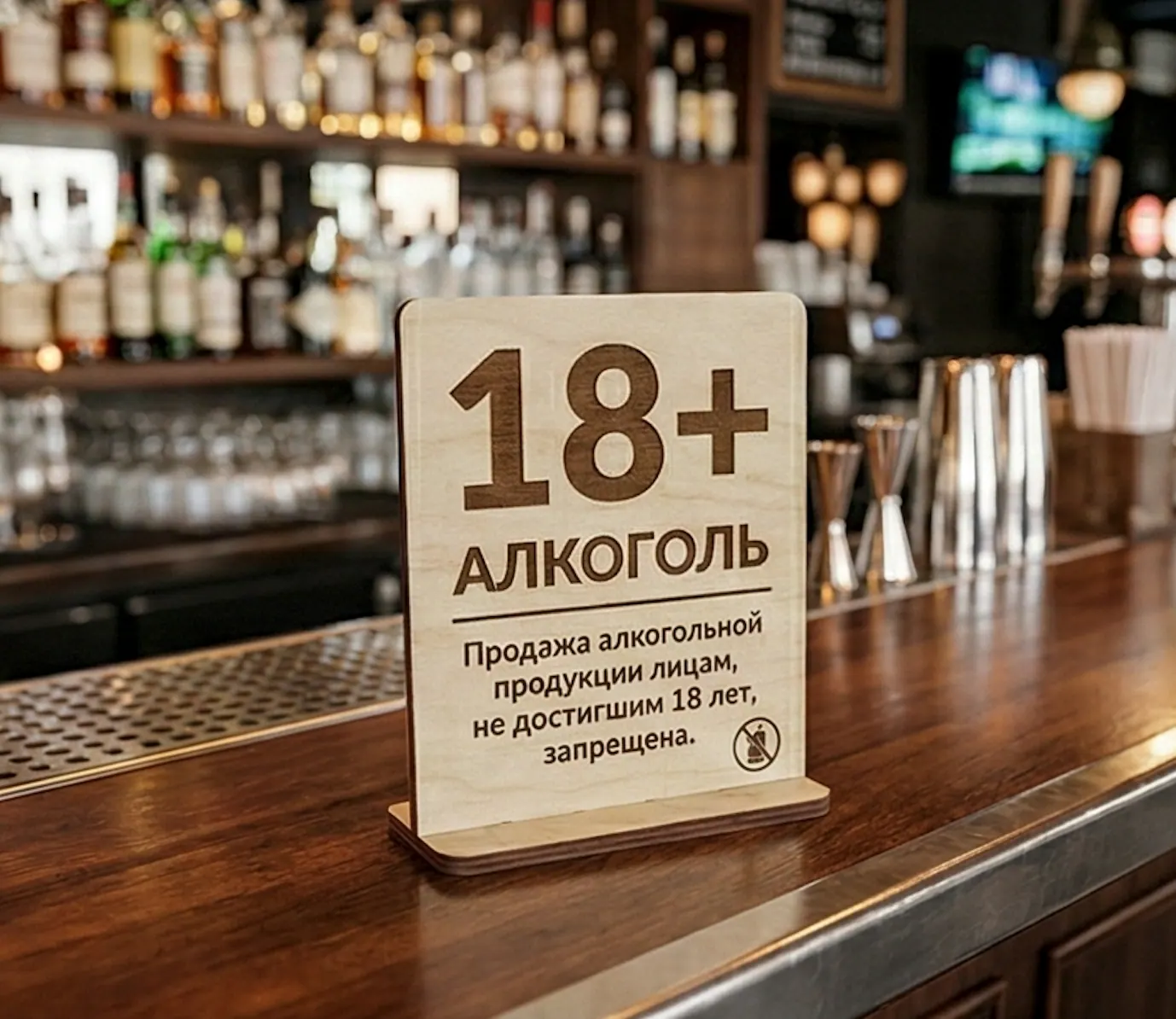 Табличка «18+ алкоголь» (инфо)