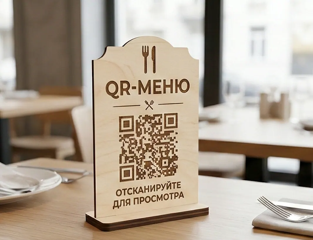 Табличка QR-мәзір на стол (ағаш)